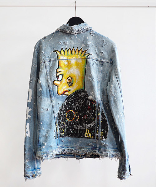 DOMREBEL (S) デニムジャケット DOMREBEL（ドムレーベル）の「シンプソンプリントデニムジャケット