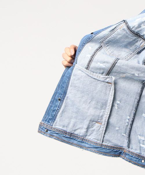 DOMREBEL (S) デニムジャケット DOMREBEL（ドムレーベル）の「ピンクパンサープリントデニムジャケット