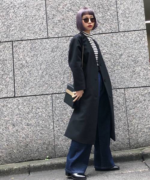 PAGEBOY（ページボーイ）の「【春袋】ノーカラーロングマキシコート（ノーカラージャケット・レディース・ブラック/レンガ/トップグレー/グレイッシュベージュ・SMALL/MEDIUM）」の9枚目の写真