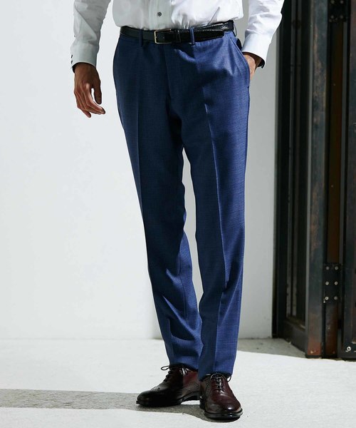 MEN'S BIGI(メンズビギ)の「ミニチェックメッシュ テーパードスラックス(その他パンツ・メンズ・ネイビー/ブラウン/ブルー・LL/SS/S/M/L)」の3枚目の写真