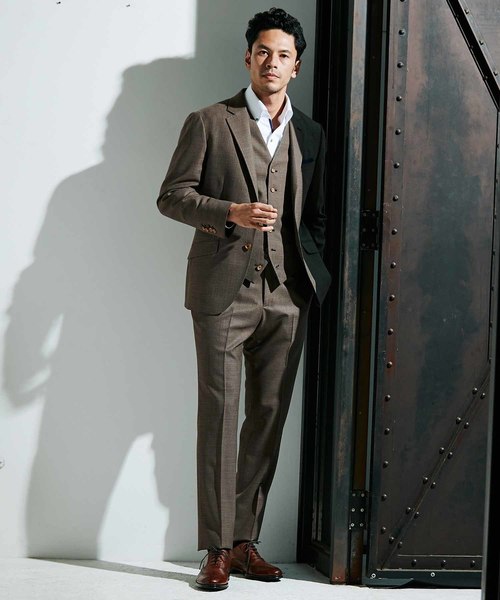MEN'S BIGI(メンズビギ)の「ミニチェックメッシュ テーパードスラックス(その他パンツ・メンズ・ネイビー/ブラウン/ブルー・LL/SS/S/M/L)」の5枚目の写真
