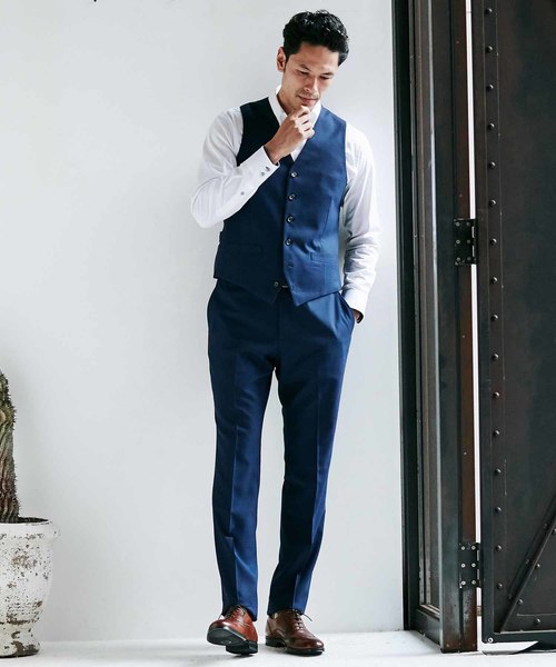 MEN'S BIGI(メンズビギ)の「ミニチェックメッシュ テーパードスラックス(その他パンツ・メンズ・ネイビー/ブラウン/ブルー・LL/SS/S/M/L)」の7枚目の写真