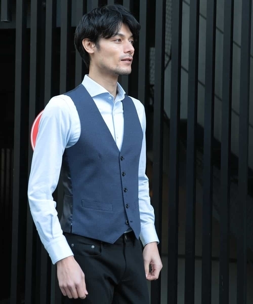 MICHEL KLEIN HOMME (ミッシェルクランオム)の「シャツ(ハニカムWフェイス)(シャツ/ブラウス・メンズ・ライトブルー/レッド/ダークネイビー/ブルー・46/48/51)」の2枚目の写真