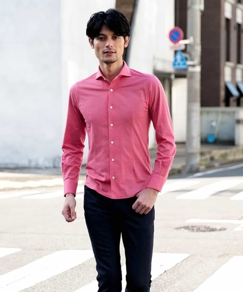 MICHEL KLEIN HOMME (ミッシェルクランオム)の「シャツ(ハニカムWフェイス)(シャツ/ブラウス・メンズ・ライトブルー/レッド/ダークネイビー/ブルー・46/48/51)」の6枚目の写真