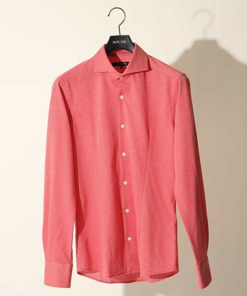 MICHEL KLEIN HOMME (ミッシェルクランオム)の「シャツ(ハニカムWフェイス)(シャツ/ブラウス・メンズ・ライトブルー/レッド/ダークネイビー/ブルー・46/48/51)」の7枚目の写真