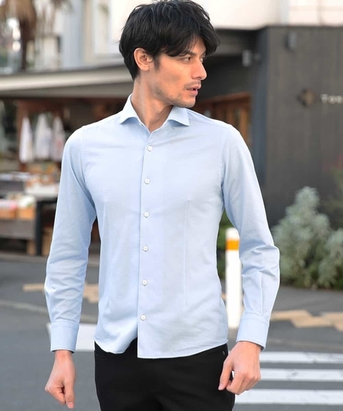 MICHEL KLEIN HOMME (ミッシェルクランオム)の「シャツ(ハニカムWフェイス)(シャツ/ブラウス・メンズ・ライトブルー/レッド/ダークネイビー/ブルー・46/48/51)」の8枚目の写真