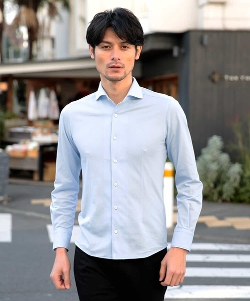 MICHEL KLEIN HOMME (ミッシェルクランオム)の「シャツ(ハニカムWフェイス)(シャツ/ブラウス・メンズ・ライトブルー/レッド/ダークネイビー/ブルー・46/48/51)」の9枚目の写真