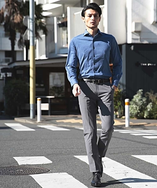 MICHEL KLEIN HOMME (ミッシェルクランオム)の「シャツ(ハニカムWフェイス)(シャツ/ブラウス・メンズ・ライトブルー/レッド/ダークネイビー/ブルー・46/48/51)」の21枚目の写真