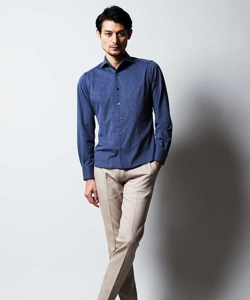 MICHEL KLEIN HOMME (ミッシェルクランオム)の「シャツ(ハニカムWフェイス)(シャツ/ブラウス・メンズ・ライトブルー/レッド/ダークネイビー/ブルー・46/48/51)」の22枚目の写真