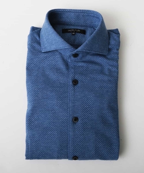 MICHEL KLEIN HOMME (ミッシェルクランオム)の「シャツ(ハニカムWフェイス)(シャツ/ブラウス・メンズ・ライトブルー/レッド/ダークネイビー/ブルー・46/48/51)」の5枚目の写真