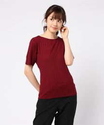 ネックが選べるウォッシャブル半袖リブニット