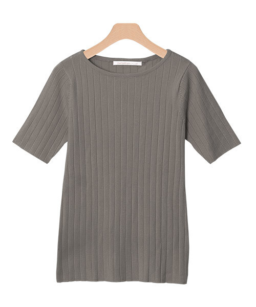 Pierrot（ピエロ）の「ネックが選べるウォッシャブル半袖リブニット（ニット/セーター・レディース・オフホワイト/ブラック系その他/グリーン系その他/ピンク系その他/ブルー系その他2/ピンク系その他4/グレー/ホワイト系その他/ベージュ系その他/パープル系その他/グリーン系その他2/ピンク系その他3/ブラック/グリーン/グレー系その他/ブルー系その他/ネイビー/ミント/ブラウン系その他/ライトパープル/ブラウン系その他2/ピンク系その他2/ピンク系その他6/ライトベージュ/ブルー系その他3/ピンク系その他5/レッド系その他/ボルドー/ブルー系その他4/ブルー系その他5・M/L）」の8枚目の写真