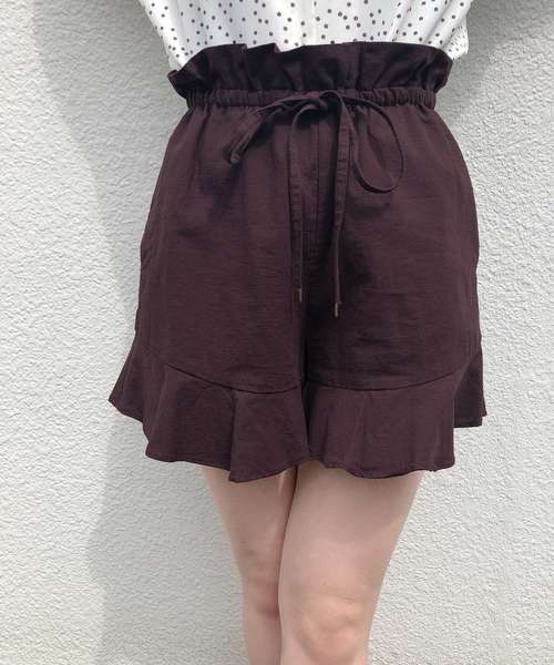 one after another NICE CLAUP(ワンアフターアナザーナイスクラップ)の「麻混フリルショートパンツ(その他パンツ・レディース・アイボリー/ブラック/ブラウン系その他/ベージュ・FREE)」の12枚目の写真