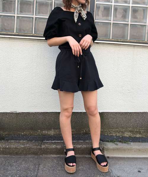 one after another NICE CLAUP(ワンアフターアナザーナイスクラップ)の「麻混フリルショートパンツ(その他パンツ・レディース・アイボリー/ブラック/ブラウン系その他/ベージュ・FREE)」の19枚目の写真