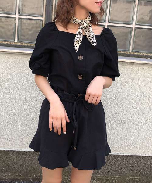 one after another NICE CLAUP(ワンアフターアナザーナイスクラップ)の「麻混フリルショートパンツ(その他パンツ・レディース・アイボリー/ブラック/ブラウン系その他/ベージュ・FREE)」の11枚目の写真
