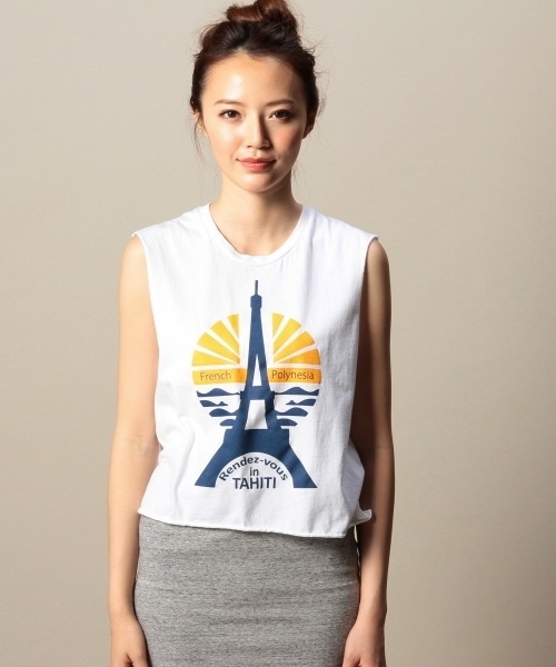 BEAUTY&YOUTH UNITED ARROWS（ビューティーアンドユースユナイテッドアローズ）の「BY THE DAY ON THE BEACH サイドオープンノースリーブ ◆（Tシャツ/カットソー・レディース・ホワイト/ネイビー・フリー）」の10枚目の写真