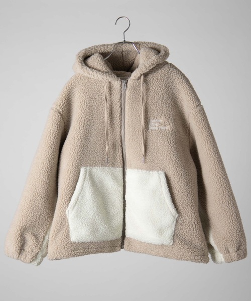 WEGO（ウィゴー）の「WEGO/ボアフリースビッグシルエットパーカー（ブルゾン・メンズ・ブラック/ライトベージュ・MEDIUM/LARGE）」の18枚目の写真