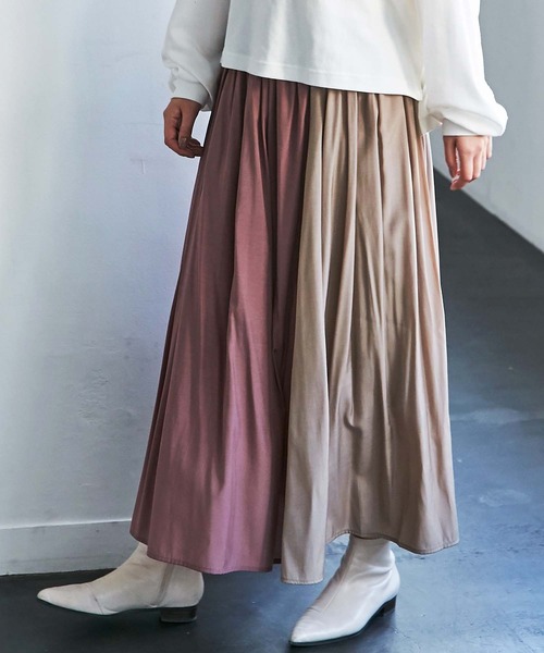 GeeRA(ジーラ)の「配色フレアースカート(スカート・レディース・ピンク/ライトブラウン・MEDIUM/LARGE/X-LARGE)」の2枚目の写真