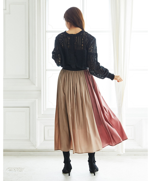 GeeRA(ジーラ)の「配色フレアースカート(スカート・レディース・ピンク/ライトブラウン・MEDIUM/LARGE/X-LARGE)」の3枚目の写真