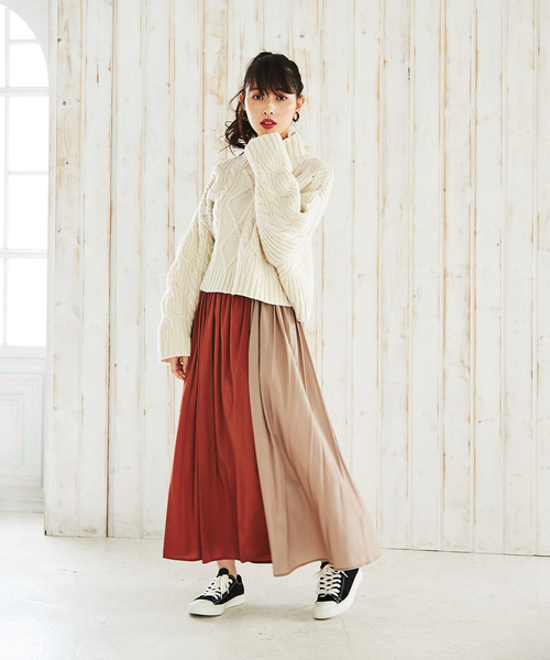 GeeRA(ジーラ)の「配色フレアースカート(スカート・レディース・ピンク/ライトブラウン・MEDIUM/LARGE/X-LARGE)」の4枚目の写真