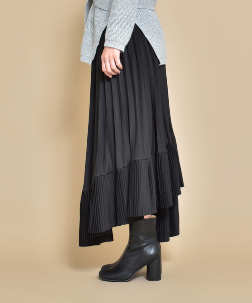 SVEC(シュベック)の「アシンメトリー フレア ロング ヘムプリーツ スカート(スカート・レディース・ホワイト/ブラック/ブラウン・FREE)」の14枚目の写真