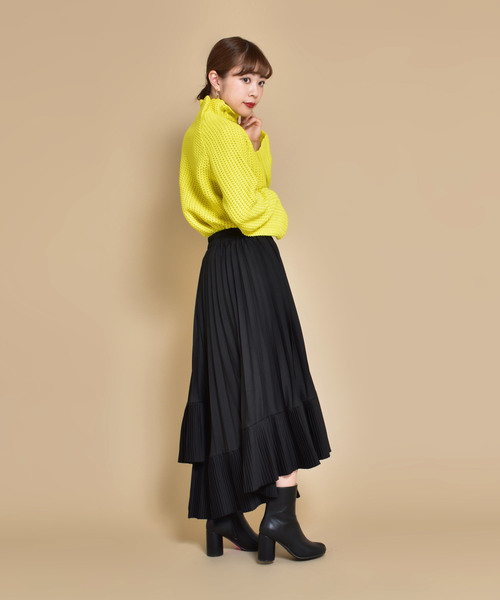 SVEC(シュベック)の「アシンメトリー フレア ロング ヘムプリーツ スカート(スカート・レディース・ホワイト/ブラック/ブラウン・FREE)」の8枚目の写真