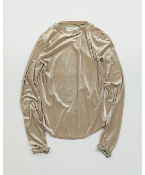 TODAYFUL(トゥデイフル)の「Vinatageベロアトップス(Tシャツ/カットソー・レディース・ベージュ/モスグリーン・FREE)」の6枚目の写真