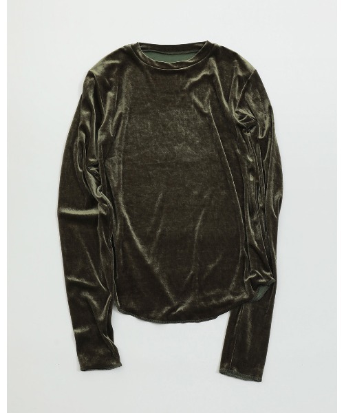 TODAYFUL(トゥデイフル)の「Vinatageベロアトップス(Tシャツ/カットソー・レディース・ベージュ/モスグリーン・FREE)」の5枚目の写真