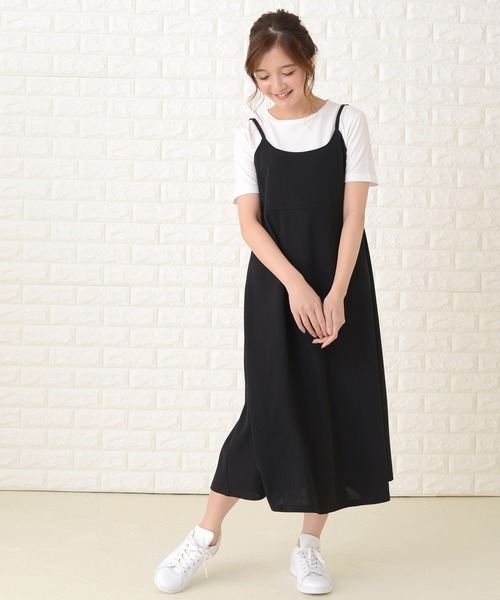 ERISABETTA FRANCHI ミディ ワンピース キャミ ノースリーブ セール】ノースリーブ ゆったりロングキャミワンピース