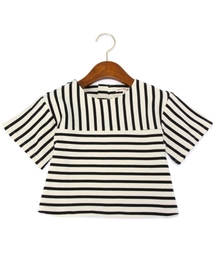 green label relaxing | 【KIDS】コットン ストライプ＆ボーダー プルオーバー5分袖(Tシャツ/カットソー)