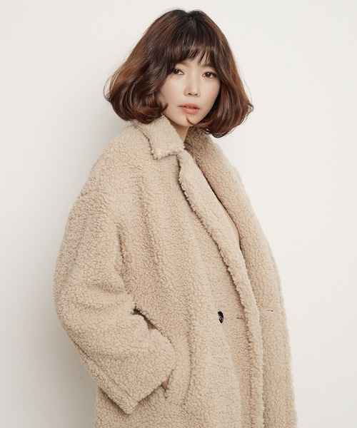 miniyu（ミニュウ）の「ボアフリース・ロングチェスターコート（その他アウター・レディース・ブラック/ベージュ/キャメル・FREE）」の15枚目の写真