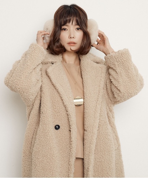 miniyu（ミニュウ）の「ボアフリース・ロングチェスターコート（その他アウター・レディース・ブラック/ベージュ/キャメル・FREE）」の16枚目の写真