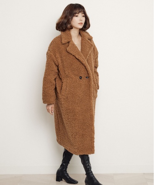 miniyu（ミニュウ）の「ボアフリース・ロングチェスターコート（その他アウター・レディース・ブラック/ベージュ/キャメル・FREE）」の20枚目の写真