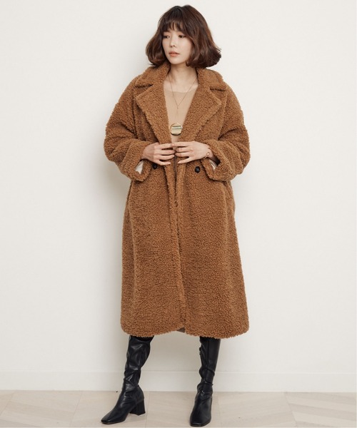 miniyu（ミニュウ）の「ボアフリース・ロングチェスターコート（その他アウター・レディース・ブラック/ベージュ/キャメル・FREE）」の21枚目の写真