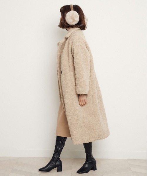 miniyu（ミニュウ）の「ボアフリース・ロングチェスターコート（その他アウター・レディース・ブラック/ベージュ/キャメル・FREE）」の7枚目の写真