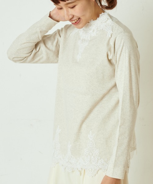 PUAL CE CIN(ピュアルセシン)の「レースインナー プルオ―バー(Tシャツ/カットソー・レディース・ブラック/グレー/オートミール・FREE)」の2枚目の写真