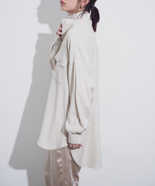 Aunt Marie's（アントマリーズ）の「AUNT MARIE'S バンドカラールーズシャツ（シャツ/ブラウス・レディース・ベージュ/ブラウン/ブルー・FREE）」の11枚目の写真