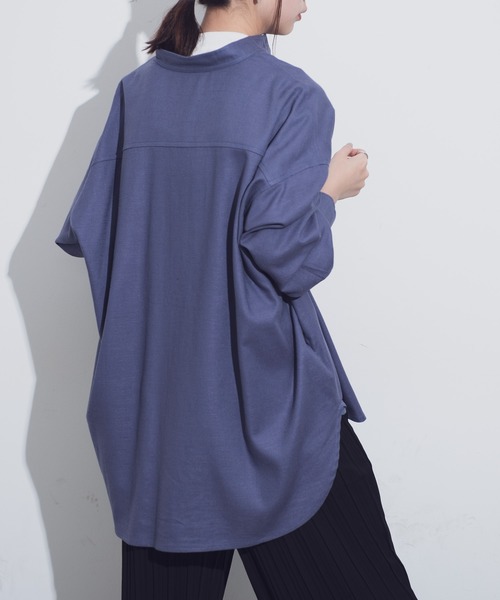 Aunt Marie's（アントマリーズ）の「AUNT MARIE'S バンドカラールーズシャツ（シャツ/ブラウス・レディース・ベージュ/ブラウン/ブルー・FREE）」の5枚目の写真