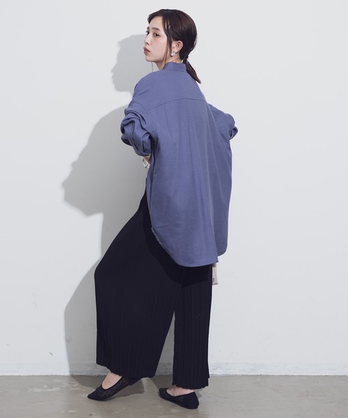 Aunt Marie's（アントマリーズ）の「AUNT MARIE'S バンドカラールーズシャツ（シャツ/ブラウス・レディース・ベージュ/ブラウン/ブルー・FREE）」の12枚目の写真