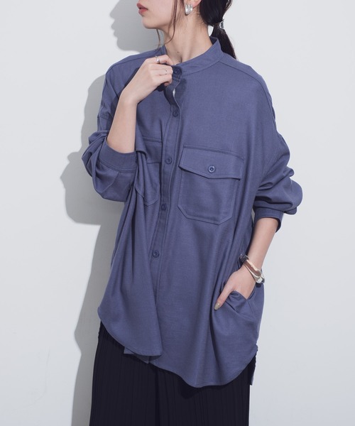 Aunt Marie's（アントマリーズ）の「AUNT MARIE'S バンドカラールーズシャツ（シャツ/ブラウス・レディース・ベージュ/ブラウン/ブルー・FREE）」の14枚目の写真