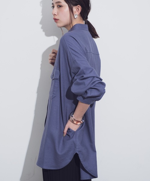 Aunt Marie's（アントマリーズ）の「AUNT MARIE'S バンドカラールーズシャツ（シャツ/ブラウス・レディース・ベージュ/ブラウン/ブルー・FREE）」の19枚目の写真