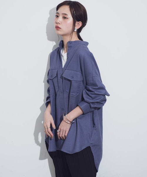 Aunt Marie's（アントマリーズ）の「AUNT MARIE'S バンドカラールーズシャツ（シャツ/ブラウス・レディース・ベージュ/ブラウン/ブルー・FREE）」の21枚目の写真