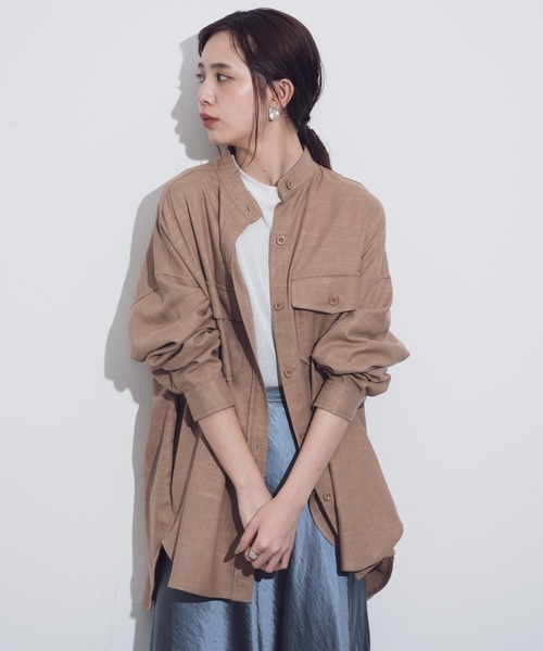 Aunt Marie's（アントマリーズ）の「AUNT MARIE'S バンドカラールーズシャツ（シャツ/ブラウス・レディース・ベージュ/ブラウン/ブルー・FREE）」の15枚目の写真