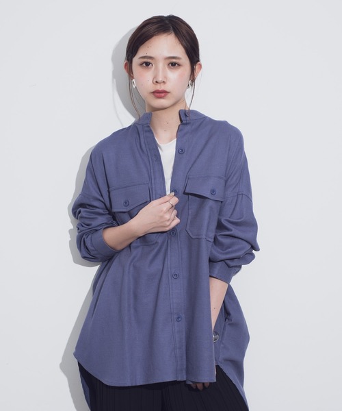 Aunt Marie's（アントマリーズ）の「AUNT MARIE'S バンドカラールーズシャツ（シャツ/ブラウス・レディース・ベージュ/ブラウン/ブルー・FREE）」の16枚目の写真