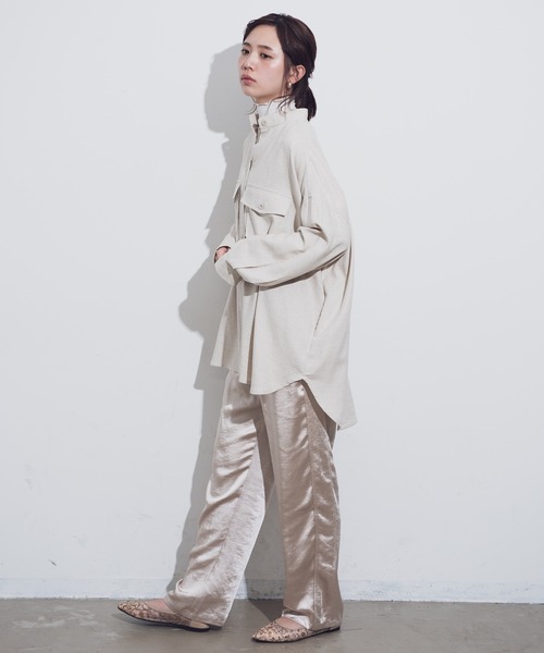 Aunt Marie's（アントマリーズ）の「AUNT MARIE'S バンドカラールーズシャツ（シャツ/ブラウス・レディース・ベージュ/ブラウン/ブルー・FREE）」の20枚目の写真