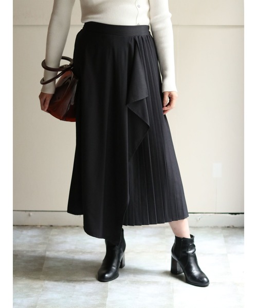 vingtrois（バントロア）の「【vingtrois】【ワンマイルウェア】【テレワーク映え】プリーツ切り替えフレアスカート（スカート・レディース・チャコールグレー/ベージュ/カーキオリーブ・M）」の11枚目の写真