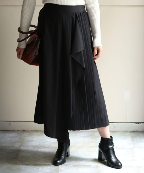 vingtrois（バントロア）の「【vingtrois】【ワンマイルウェア】【テレワーク映え】プリーツ切り替えフレアスカート（スカート・レディース・チャコールグレー/ベージュ/カーキオリーブ・M）」の16枚目の写真