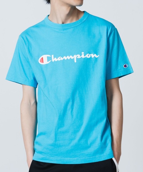 Champion(チャンピオン)の「WEGO/【一部店舗限定】Champion チャンピオン ロゴ半袖Tシャツ(Tシャツ/カットソー・メンズ・ホワイト/ブラック/ネイビー/ピンク/ライム/イエロー/杢グレー/ダークグリーン/ターコイズブルー/ブラウン/オレンジ系その他/ライトイエロー・SMALL/MEDIUM/LARGE/X-LARGE)」の8枚目の写真