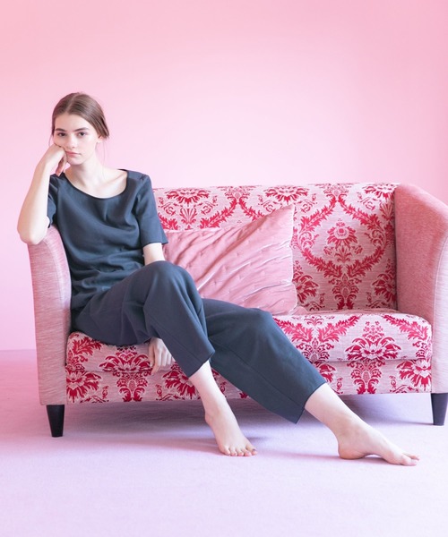 bijorie（ビジュリィ）の「ワッフル地のロングパンツ（ルームウェア/パジャマ・レディース・ネイビー/アイボリー・FREE）」の2枚目の写真