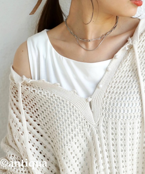 antiqua（アンティカ）の「とろみ生地ボートネックタンク（タンクトップ・レディース・オフホワイト/ブラック/ブラウン系その他/ブラウン系その他2/ブラウン系その他3/ベージュ系その他/ブルー系その他・FREE）」の21枚目の写真